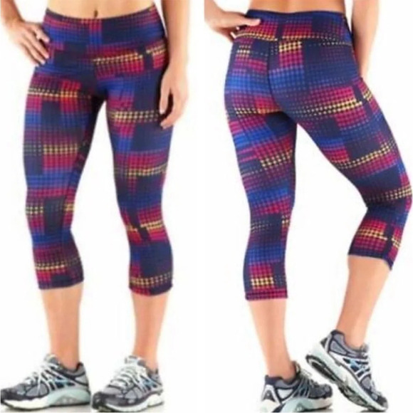 Brooks Greenlight Capri Tights Leggings in Sunset Maze size small - Picture 1 of 12